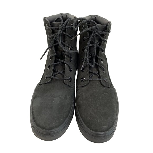 Womens 8.5 Timerland Black Suede Leather Combat Boots Ankle EUC Lace Up 7092 - Picture 7 of 12